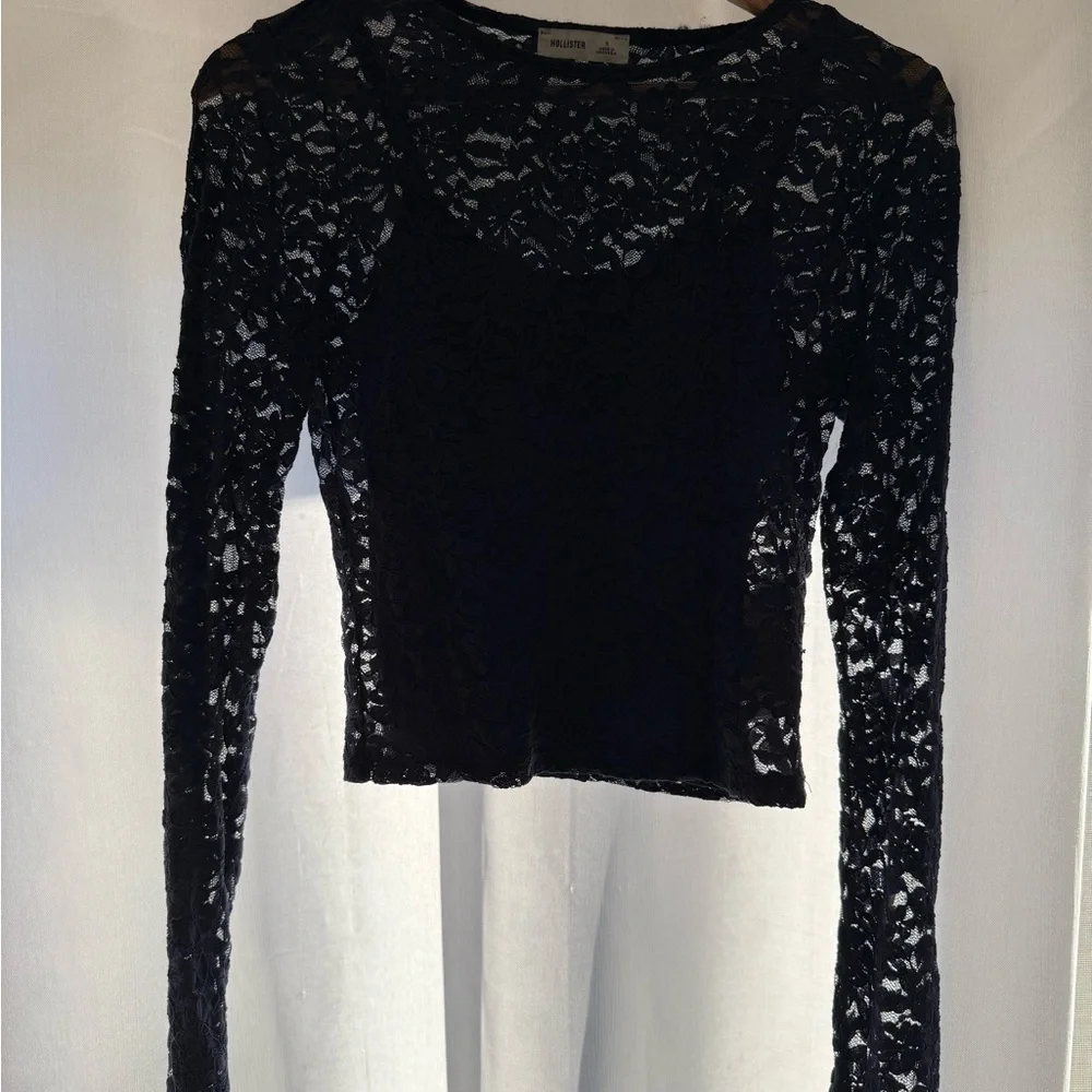 Hollister Dark Blue Lace Blouse - Picture 3 of 3